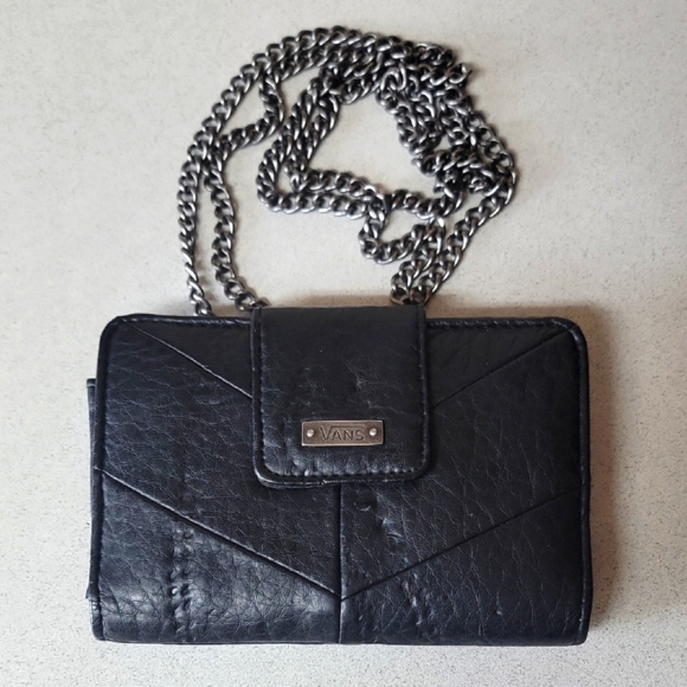 Vans Black Leather Wallet w/Chain